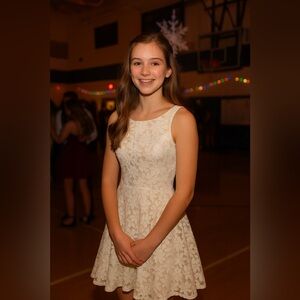 Lace overlay cream over blush. Like new. Size XS. Worn once.